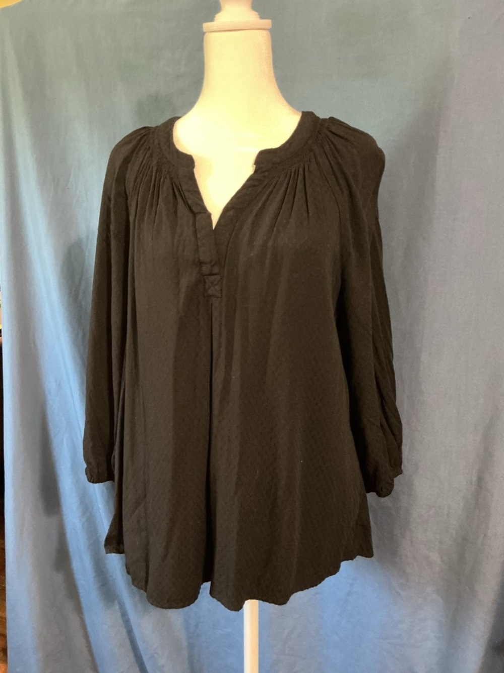 crown & ivy Black Peasant Tunic Blouse